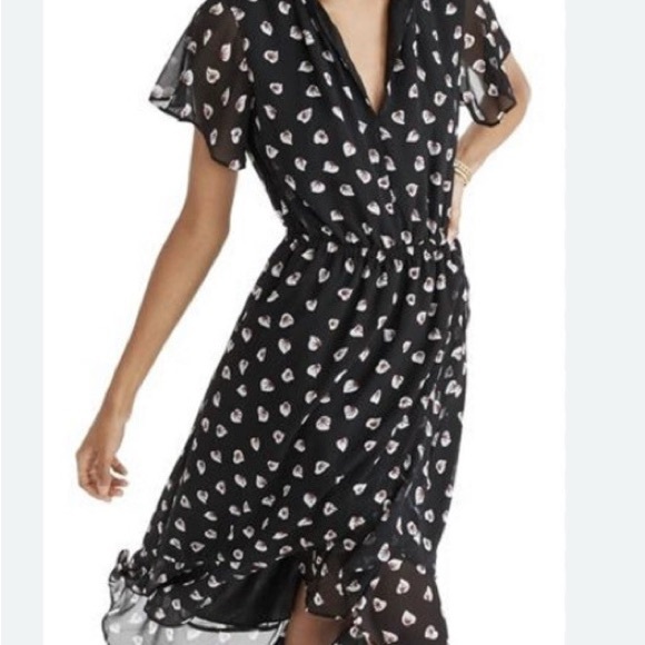 madewell • amarylis dress ruffle hem black xs - Picture 1 of 9